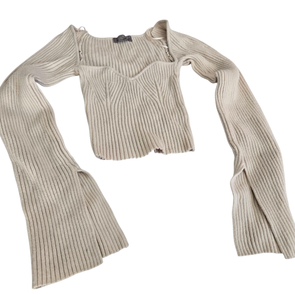 Urban Outfitters Off-Shoulder Cream Sweater  Ribbed  Basic, Fall, neutra